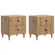   vidaXL Éjjeliszekrény fiókkal 2 pcs Kézműves Tölgy 43 x 34,5 x 48 cm