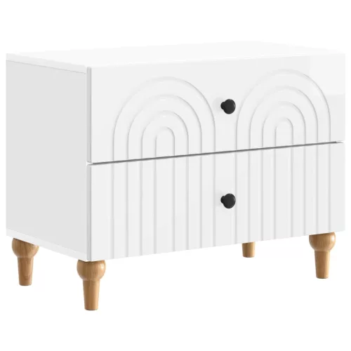 vidaXL Éjjeliszekrény Magasfényű Fehér 62 x 34,5 x 48 cm Szerelt Fa