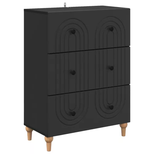 vidaXL Fiókos szekrény Fekete 66 x 34,5 x 90 cm Szerelt Fa