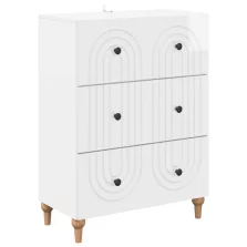   vidaXL Fiókos szekrény Magasfényű Fehér 66 x 34,5 x 90 cm Szerelt Fa