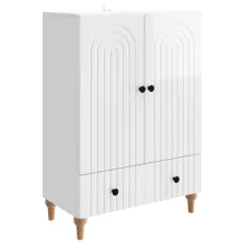   vidaXL Széf fiókkal Magasfényű Fehér 66 x 34,5 x 95 cm Szerelt Fa