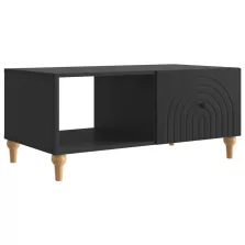 vidaXL Dohányzóasztal Fekete 90 x 50 x 40 cm Szerelt Fa