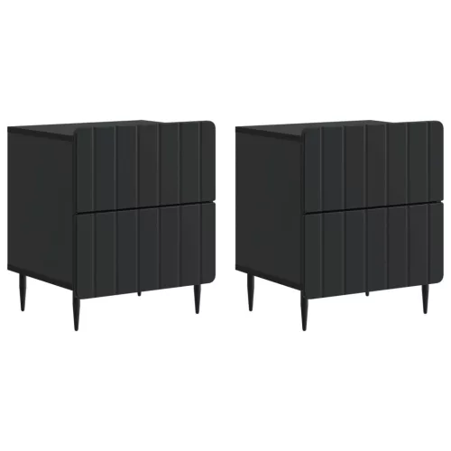 vidaXL Éjjeliszekrény 2 pcs Fekete 43 x 34,5 x 49,5 cm Szerelt Fa