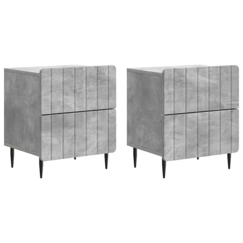 vidaXL Éjjeliszekrény 2 pcs Betonszürke 43 x 34,5 x 49,5 cm Szerelt Fa