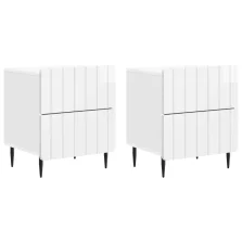   vidaXL Éjjeliszekrény 2 pcs Magasfényű Fehér 43 x 34,5 x 49,5 cm
