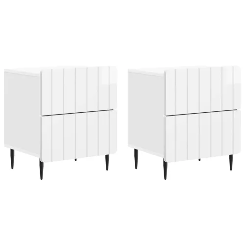 vidaXL Éjjeliszekrény 2 pcs Magasfényű Fehér 43 x 34,5 x 49,5 cm