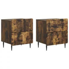   vidaXL Éjjeliszekrény fiókkal 2 pcs Füstös Tölgy 43 x 34,5 x 49,5 cm