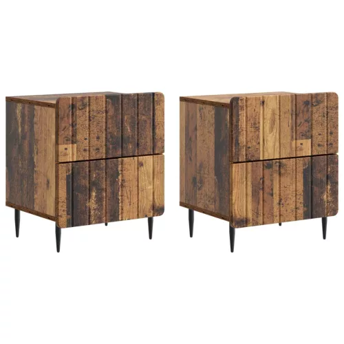 vidaXL Éjjeliszekrény 2 pcs Antik Fa 43 x 34,5 x 49,5 cm Szerelt Fa