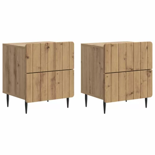 vidaXL Éjjeliszekrény fiókkal 2 pcs Kézműves Tölgy 43 x 34,5 x 49,5 cm