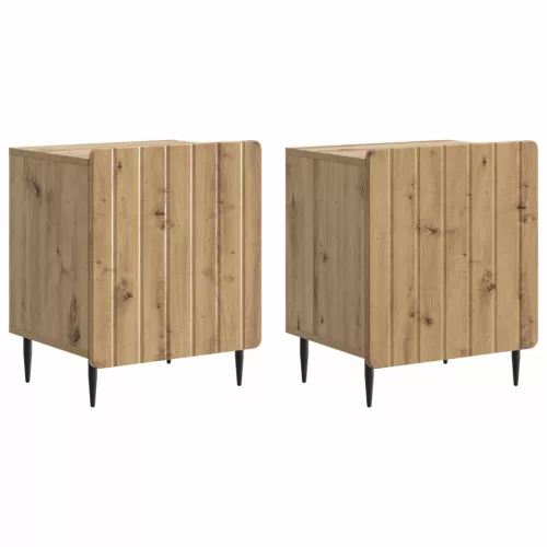 vidaXL Éjjeliszekrény 2 pcs Kézműves Tölgy 43 x 34,5 x 52 cm
