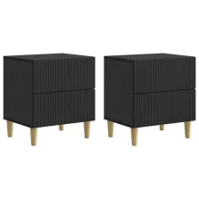   vidaXL Éjjeliszekrény 2 pcs Fekete 43 x 34,5 x 48 cm Szerelt Fa