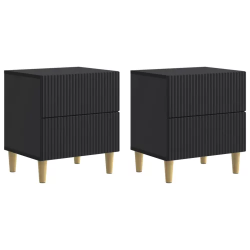 vidaXL Éjjeliszekrény 2 pcs Fekete 43 x 34,5 x 48 cm Szerelt Fa