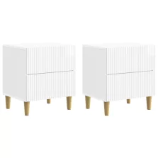   vidaXL Éjjeliszekrény fiókkal 2 pcs Magasfényű Fehér 43 x 34,5 x 48 cm
