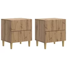  vidaXL Éjjeliszekrény fiókkal 2 pcs Kézműves Tölgy 43 x 34,5 x 48 cm