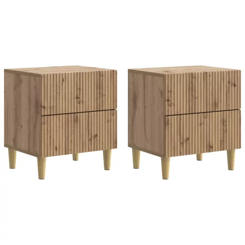 vidaXL Éjjeliszekrény fiókkal 2 pcs Kézműves Tölgy 43 x 34,5 x 48 cm