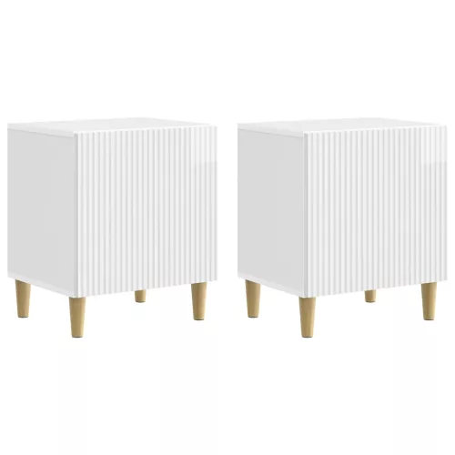 vidaXL Éjjeliszekrény 2 pcs Magasfényű Fehér 43 x 34,5 x 50 cm