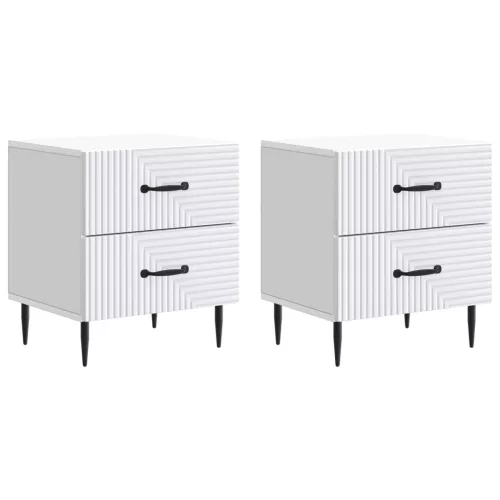 vidaXL Éjjeliszekrény 2 pcs Fehér 43 x 34,5 x 47,5 cm Szerelt Fa