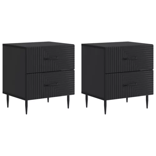 vidaXL Éjjeliszekrény 2 pcs Fekete 43 x 34,5 x 47,5 cm Szerelt Fa