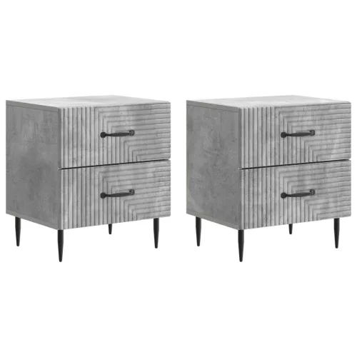 vidaXL Éjjeliszekrény 2 pcs Betonszürke 43 x 34,5 x 47,5 cm Szerelt Fa