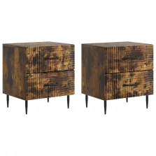   vidaXL Éjjeliszekrény fiókkal 2 pcs Füstös Tölgy 43 x 34,5 x 47,5 cm