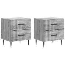   vidaXL Éjjeliszekrény fiókkal 2 pcs Szürke Sonoma 43 x 34,5 x 47,5 cm