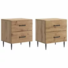   vidaXL Éjjeliszekrény fiókkal 2 pcs Kézműves Tölgy 43 x 34,5 x 47,5 cm