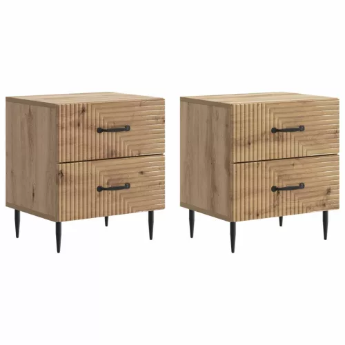 vidaXL Éjjeliszekrény fiókkal 2 pcs Kézműves Tölgy 43 x 34,5 x 47,5 cm