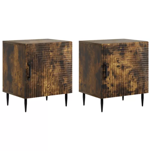 vidaXL Éjjeliszekrény 2 pcs Füstös Tölgy 43 x 34,5 x 50 cm Szerelt Fa