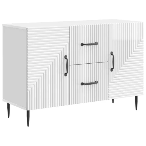 vidaXL Széf fiókkal Magasfényű Fehér 89 x 34,5 x 60 cm Szerelt Fa