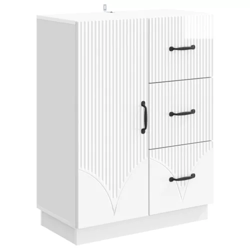 vidaXL Széf fiókkal Magasfényű Fehér 66 x 34,5 x 87 cm Szerelt Fa