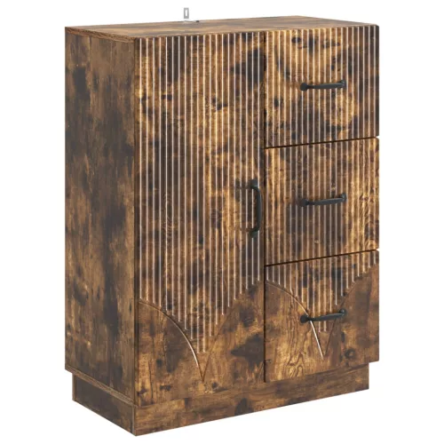 vidaXL Széf fiókkal Füstös Tölgy 66 x 34,5 x 87 cm Szerelt Fa