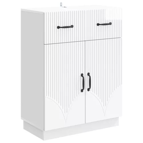 vidaXL Széf fiókkal Magasfényű Fehér 66 x 34,5 x 87 cm Szerelt Fa