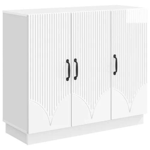 vidaXL Széf Magasfényű Fehér 89 x 34,5 x 77 cm Szerelt Fa