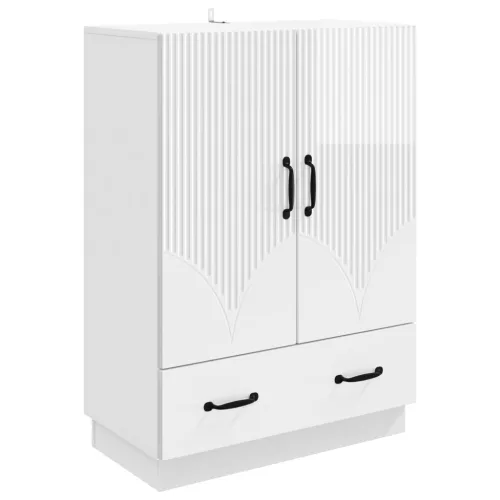 vidaXL Széf fiókkal Magasfényű Fehér 66 x 34,5 x 92 cm Szerelt Fa