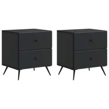   vidaXL Éjjeliszekrény 2 pcs Fekete 43 x 34,5 x 47,5 cm Szerelt Fa