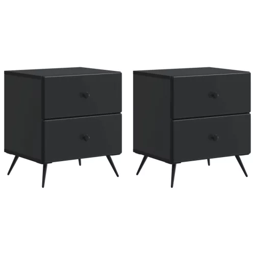 vidaXL Éjjeliszekrény 2 pcs Fekete 43 x 34,5 x 47,5 cm Szerelt Fa