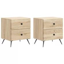   vidaXL Éjjeliszekrény fiókkal 2 pcs Sonoma Tölgy 43 x 34,5 x 47,5 cm