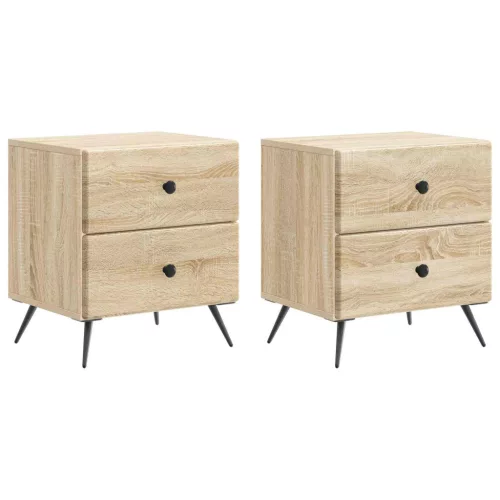 vidaXL Éjjeliszekrény fiókkal 2 pcs Sonoma Tölgy 43 x 34,5 x 47,5 cm