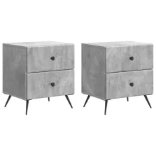   vidaXL Éjjeliszekrény 2 pcs Betonszürke 43 x 34,5 x 47,5 cm Szerelt Fa