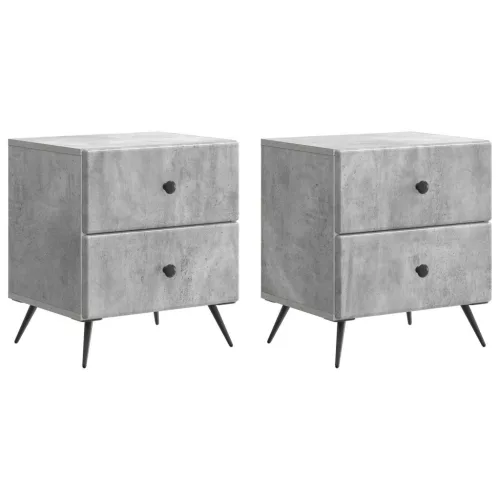 vidaXL Éjjeliszekrény 2 pcs Betonszürke 43 x 34,5 x 47,5 cm Szerelt Fa