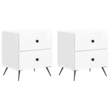   vidaXL Éjjeliszekrény 2 pcs Magasfényű Fehér 43 x 34,5 x 47,5 cm