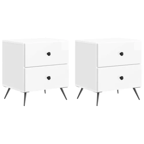 vidaXL Éjjeliszekrény 2 pcs Magasfényű Fehér 43 x 34,5 x 47,5 cm