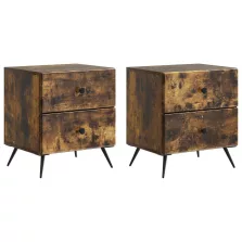   vidaXL Éjjeliszekrény fiókkal 2 pcs Füstös Tölgy 43 x 34,5 x 47,5 cm