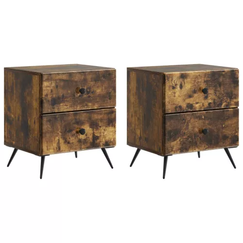 vidaXL Éjjeliszekrény fiókkal 2 pcs Füstös Tölgy 43 x 34,5 x 47,5 cm