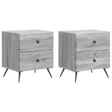   vidaXL Éjjeliszekrény fiókkal 2 pcs Szürke Sonoma 43 x 34,5 x 47,5 cm