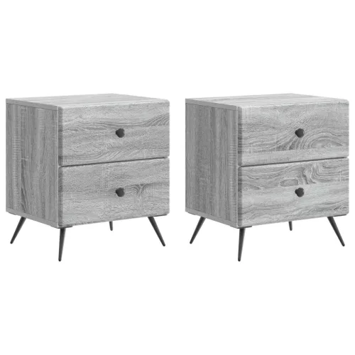 vidaXL Éjjeliszekrény fiókkal 2 pcs Szürke Sonoma 43 x 34,5 x 47,5 cm