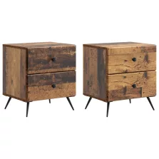   vidaXL Éjjeliszekrény 2 pcs Antik Fa 43 x 34,5 x 47,5 cm Szerelt Fa
