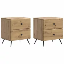   vidaXL Éjjeliszekrény fiókkal 2 pcs Kézműves Tölgy 43 x 34,5 x 47,5 cm