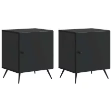   vidaXL Éjjeliszekrény 2 pcs Fekete 43 x 34,5 x 50 cm Szerelt Fa