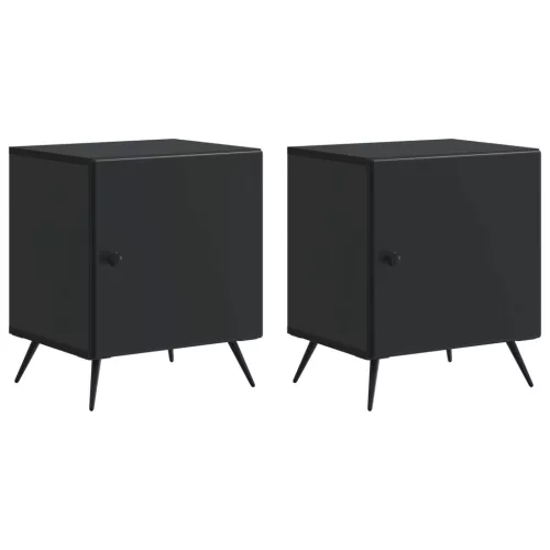 vidaXL Éjjeliszekrény 2 pcs Fekete 43 x 34,5 x 50 cm Szerelt Fa